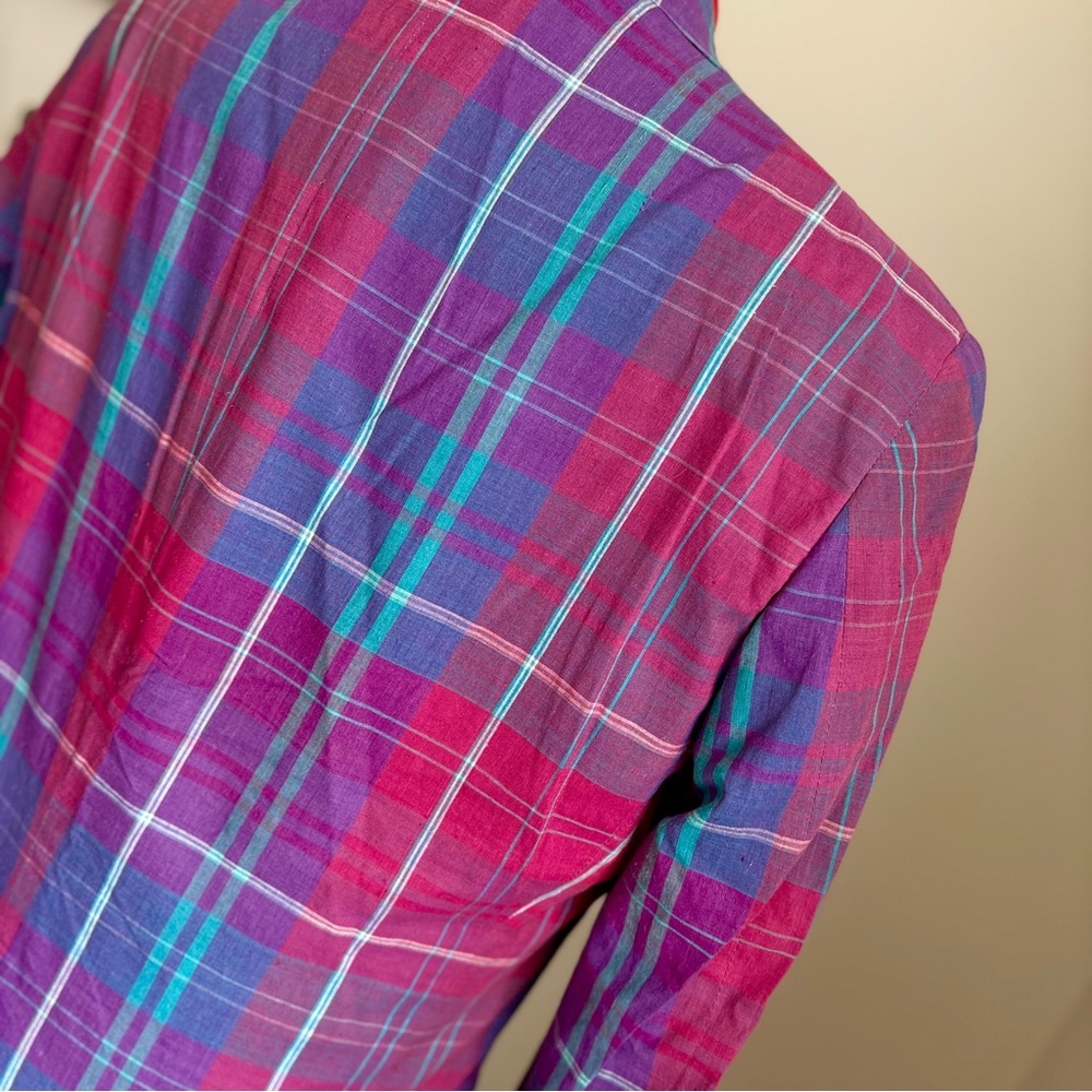 Vibrant Pink & Purple Plaid Men's Blazer - Picture 7 of 16